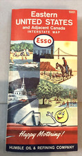 Vintage 1961 Esso Oil Service Gas Station Road Map-Eastern United States-Greensb