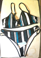 New Womens Size XXL 2-Piece Striped Bathing Suit-fb957