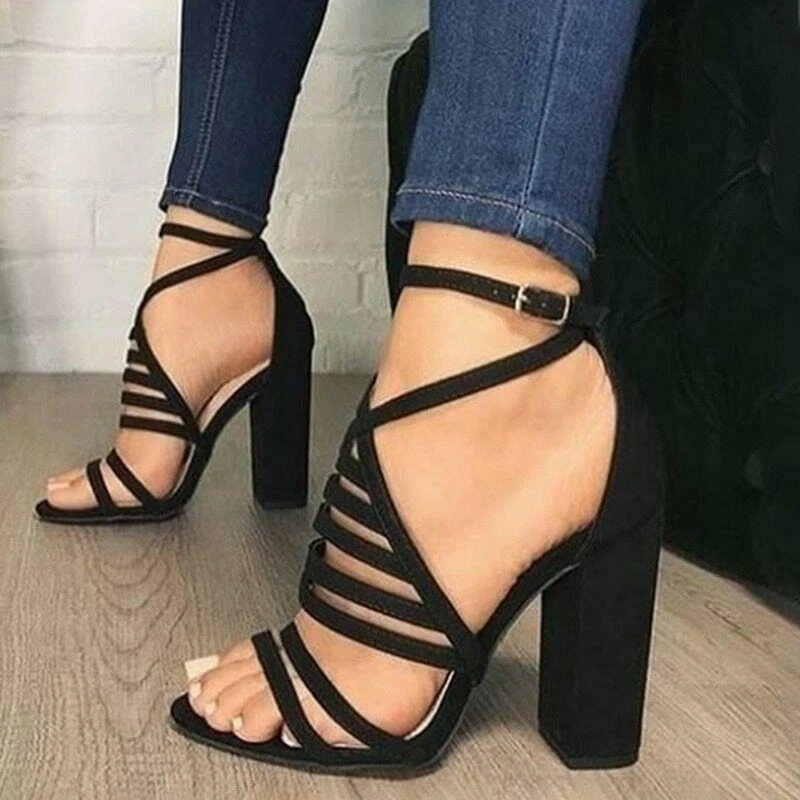 Sandalias Elegante Para De Tacón Alto Moda Venda De Correa Cruzada | eBay