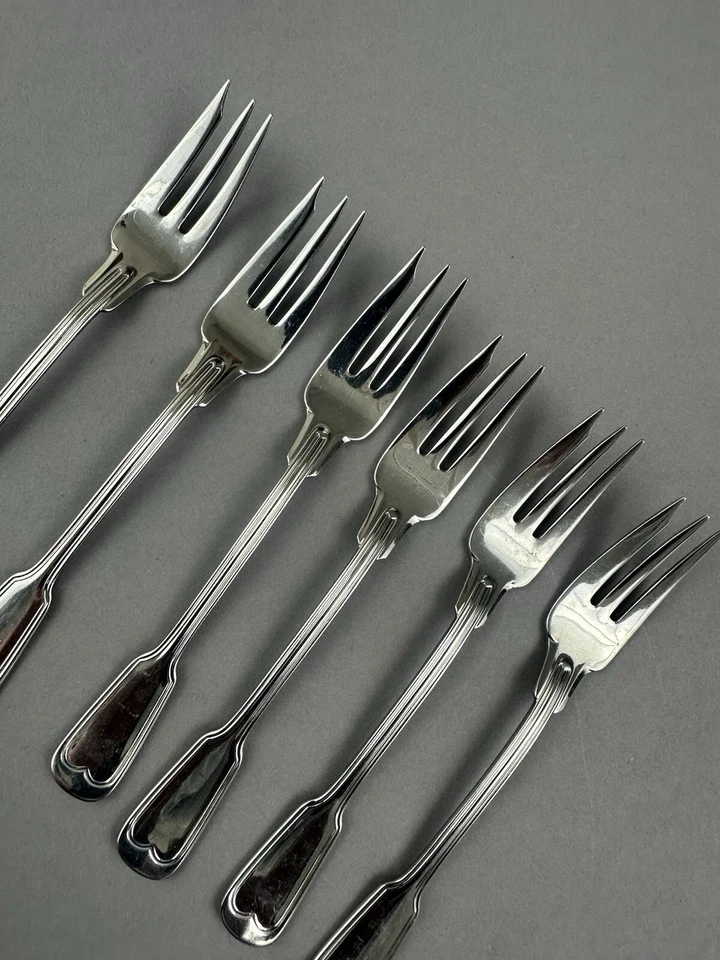 WMF Augsburger Fadenmuster, Alte Serie, Cromargan, 6 Kuchengabel - Bild 3 von 4