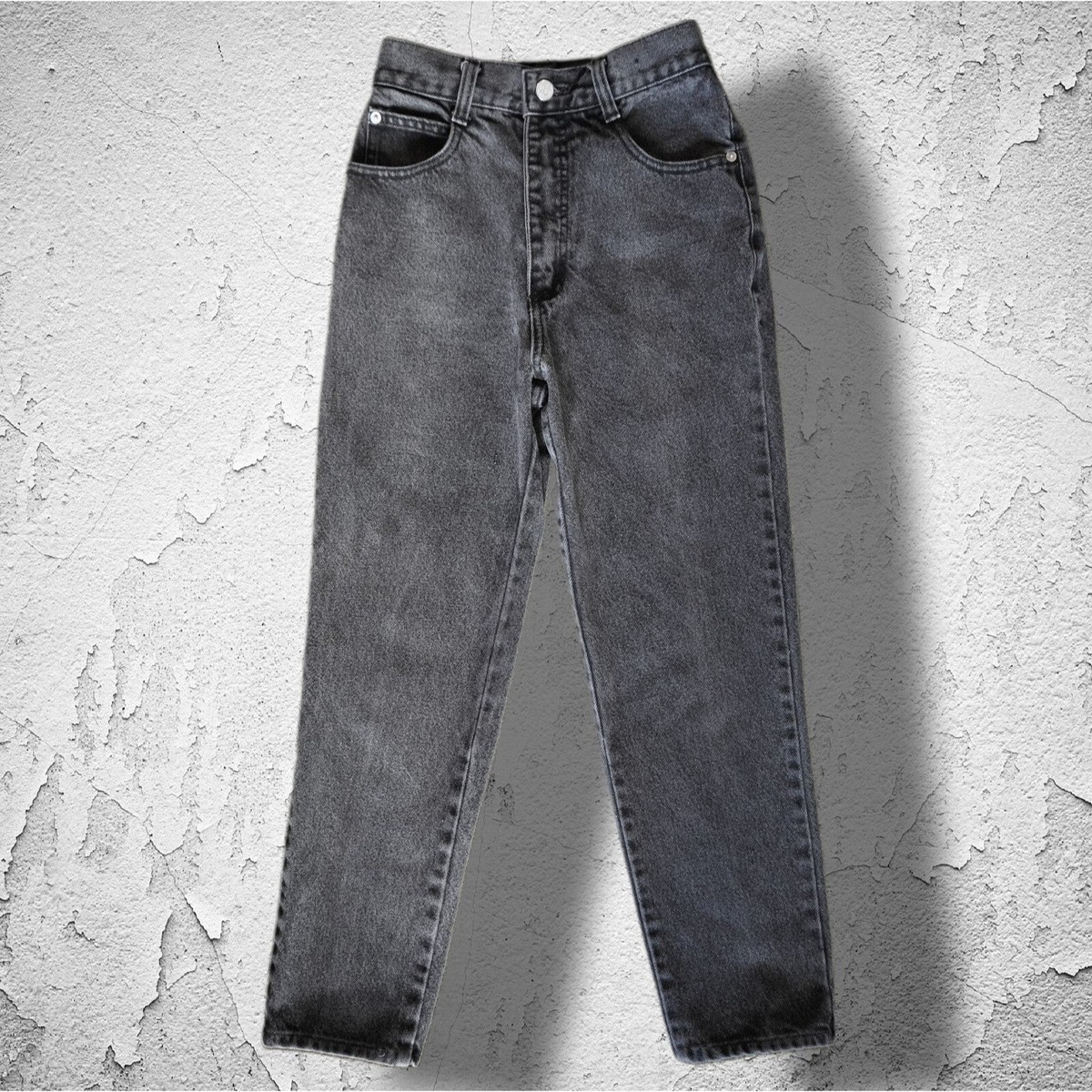 Dark Grey Petite Dark Grey High Rise Mom Jeans 26