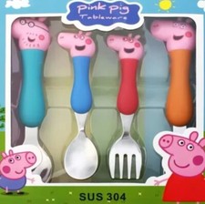 Pig Tableware Fork Spoon Action Doll Toy George Pig Dad Mom Cartoon Anime