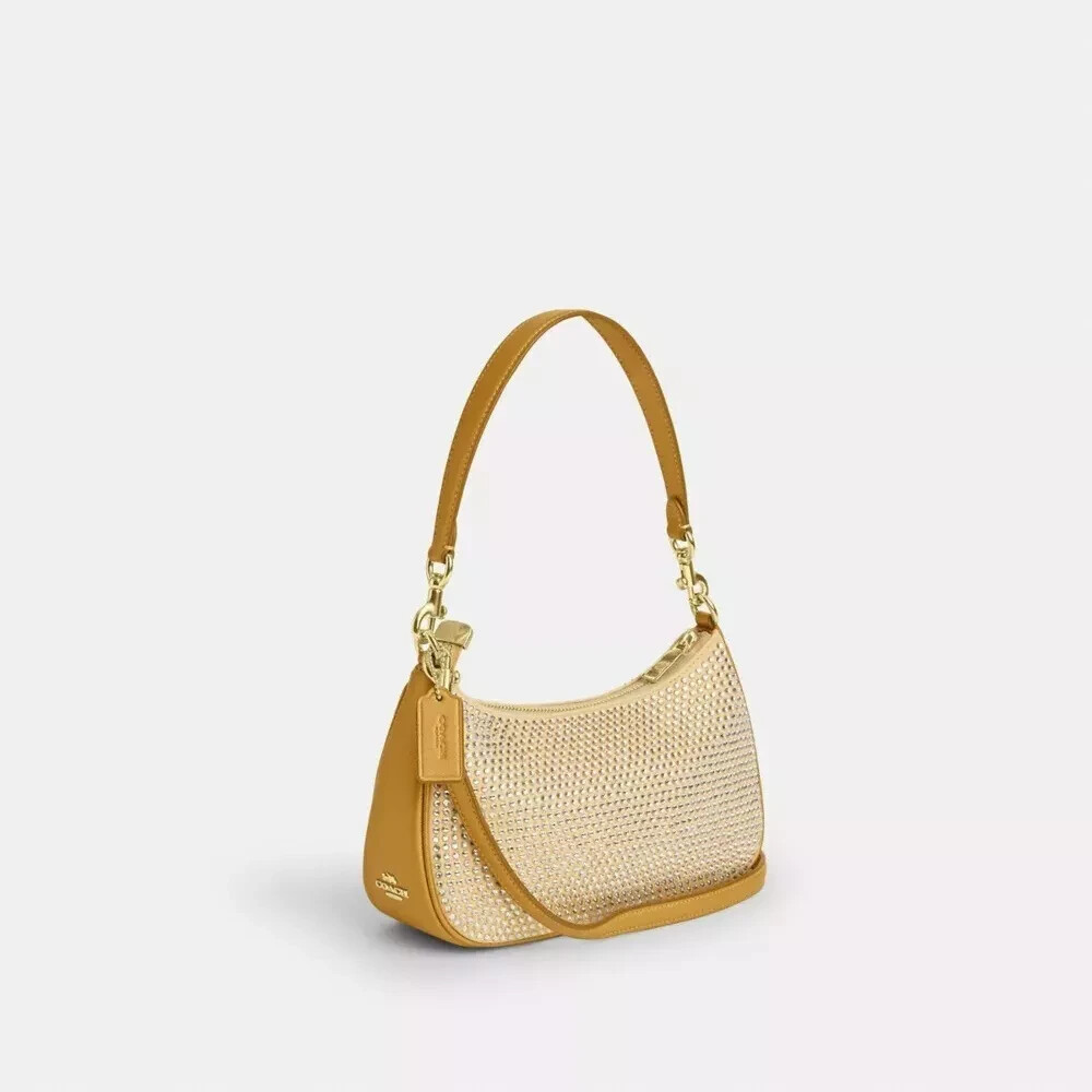 COACH Teri Crystal 2way Shoulder Bag/Crossbody Gold NWT AUTHENTIC image 6