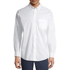 George Men's and Big Men's Long Sleeve Stretch Poplin Shirt Size L 42-44 
