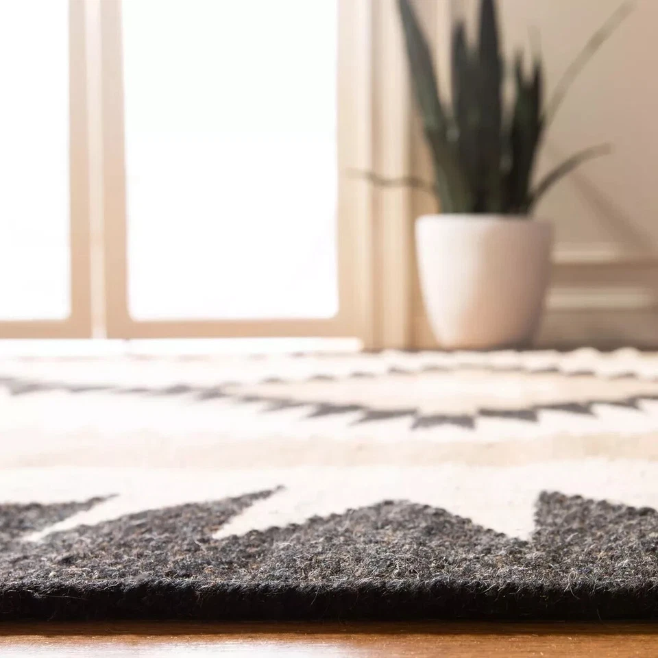 Southwhwest Navaja Maxican Wool Rug Native American Flatweave Large Rug 6'×9' Ft - Image 2 of 4