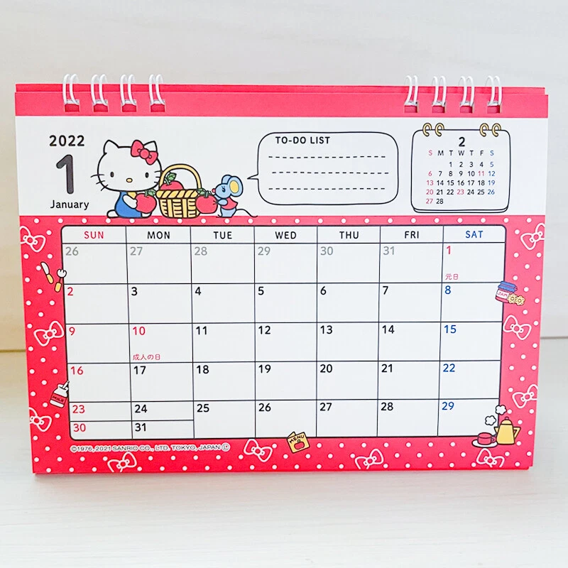 Sanrio Hello Kitty Cute KAWAII Calendar Monthly 2022 Standing Flip Desktop  Ring | eBay