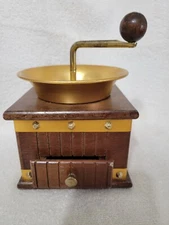 Vintage Brass & Wood Coffee Grinder
