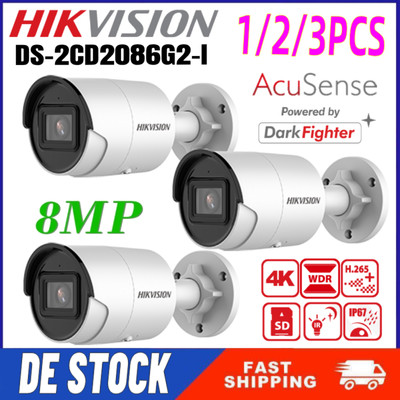 Hikvision DS-2CD2086G2-I 8MP AcuSense DarkFighter PoE IP Kamera In mic 1-3Pack