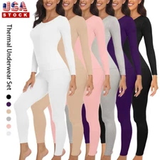 Women Soft Thermal Long Johns Underwear Top & Bottom 2PCS Set For Cold Winter US