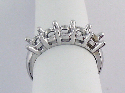 5 Stone Ring Setting 14K White Gold For 0.10Ct Each Diamond 1/2Ct TW  Mounting