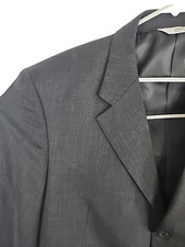 Versini NWT Mens 3 Button Gray Check Wool Suit Jacket, Size 48L, MSRP 220