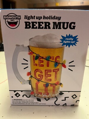 Light up holiday Beer Mug by Bigmouth Inc new lets get lit holds 16 ounces