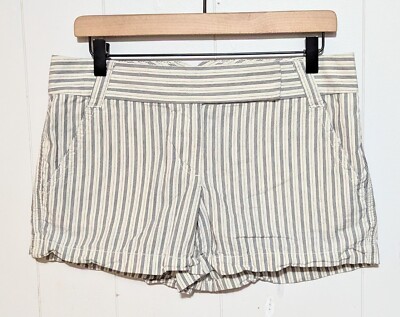 J Crew Striped Twill City Fit Shorts Womens 6 Navy Blue White Preppy Beach Y2K