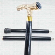 Beautiful Steampunk Brass Derby Head Handle Wooden Cane 37" Walking Stick New