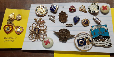 (pgasteelers1) selection of 20 Misc. U.S. pins, Fraternal, Masonic, Red cross 