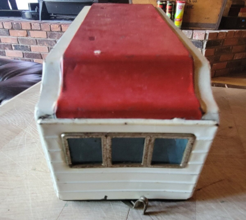 VINTAGE BANDAI HOUSE VAN TIN TRAILER Made in Japan White & Red - Picture 12 of 14