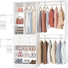 5FT Small Closet System with Drawers, 60" Closet Organizer System with