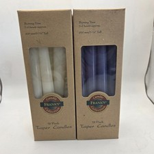 Frank’s Candle Collection Taper Candles 12-Pack Blue & White Lot of 2