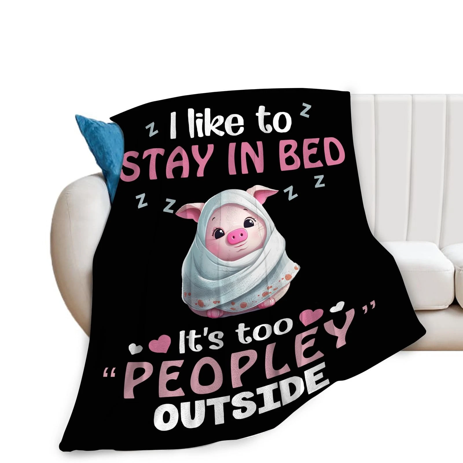Funny Pig Plush Fleece Animal Throw Blanket Soft Cozy Warm Bed