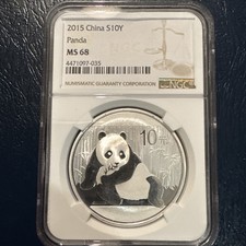 2015 China 10 Yuan Silver Panda • 1 oz .999 Fine • NGC MS69