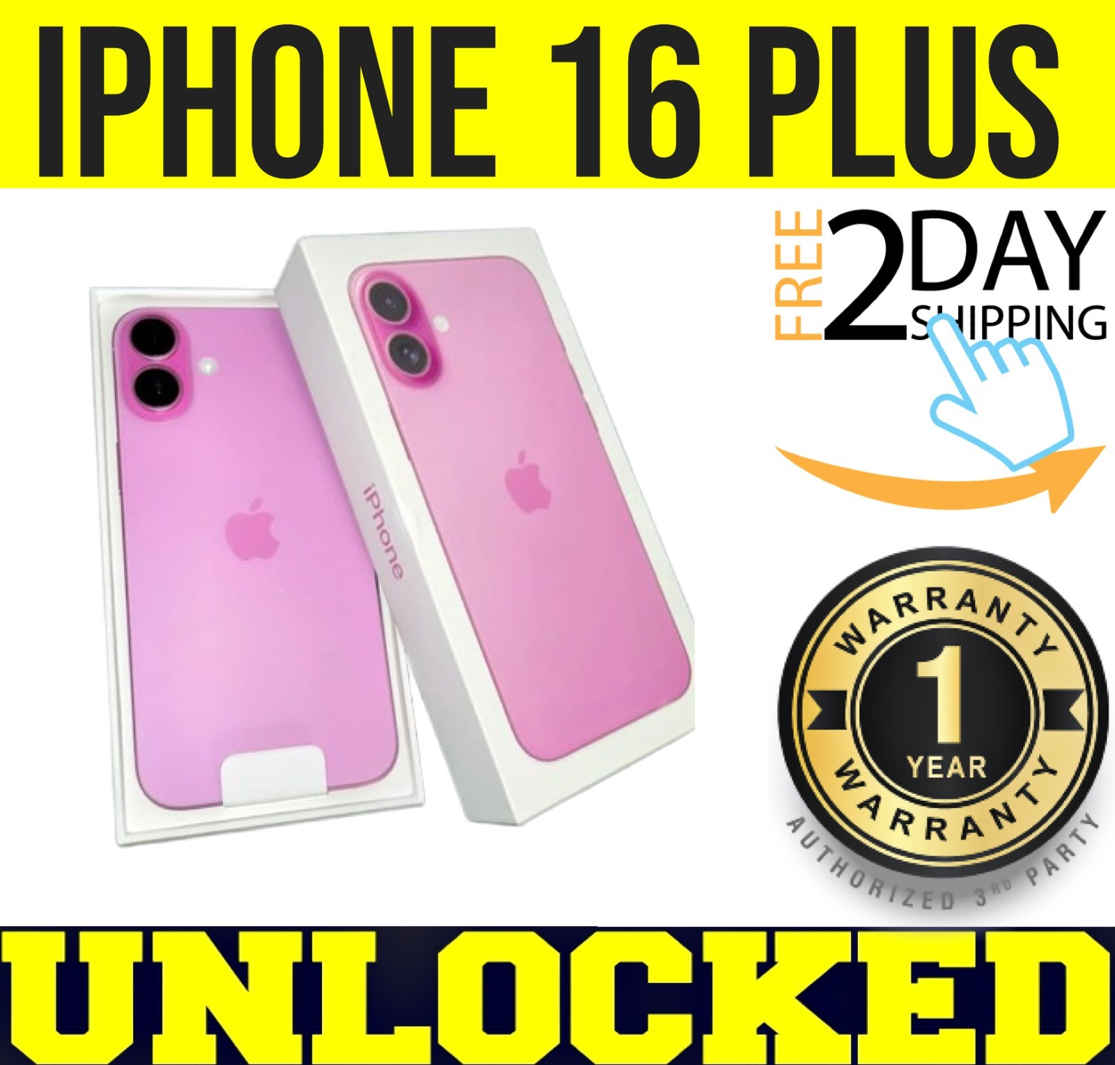 APPLE IPHONE 16 PLUS - 128GB -  (FACTORY UNLOCKED) PINK ✅1