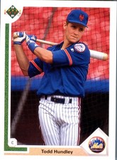 1991 Upper Deck Todd Hundley #440 RC Rookie New York Mets MLB Baseball Card NYM. rookie card picture