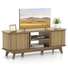 TV Stand for TV up to 55 Inch Television Cabinet w/2 Open Shelves Sliding Doors