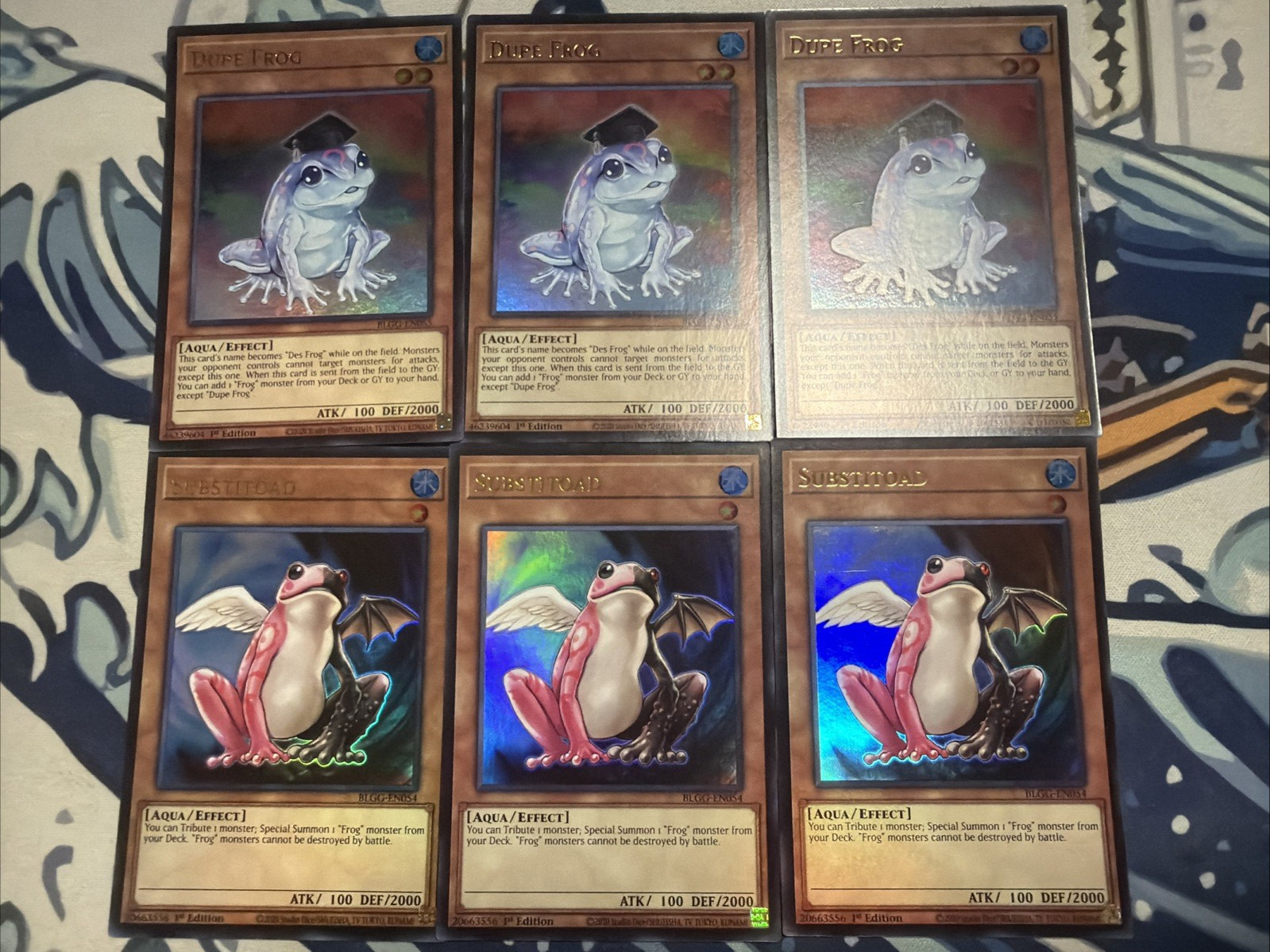Yugioh Dupe Frog x3 + Substitoad x3 Ultra Rare BLGG Near Mint
