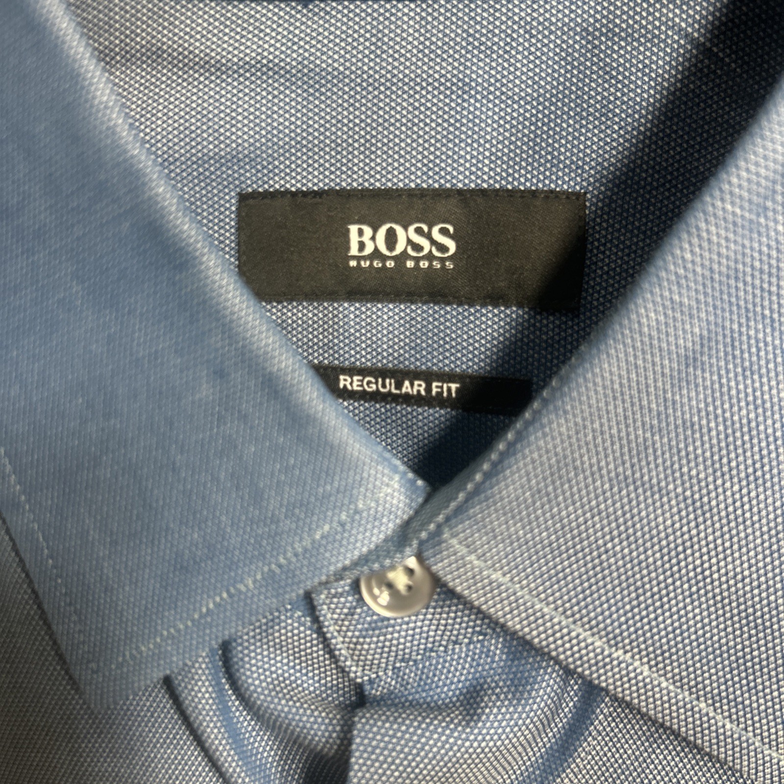 Hugo Boss Enzo 15.5-39 Solid Italian Blue Regular Fit Long Sleeve Dress Shirt thumbnail 3