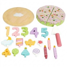 Birthday Cake Toy Slicing Wooden Cake Safe for Young Children