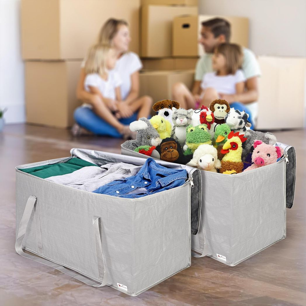 6 Pack Large Moving Bags Heavy Duty Storage Bags with Handles House Removal Grey - Image 2