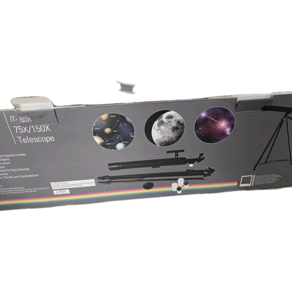 POLAROID (IT-160X) 75X/150X Refractor TELESCOPE w/Full-Size Adjustable Tripod - Image 3 of 4