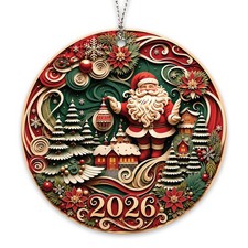 Christmas Ornaments 2026, Santa Ornament for Tree,