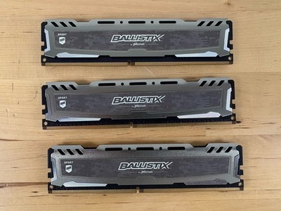 Ballistix Sport LT 12GB (3x4GB) DDR4 2666MHz RAM - BLS4G4D26BFSB Gray Desktop