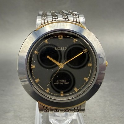 Citizen Exceed Watch Men 34mm black Dial Gray Tone Round 2730-274458 New Battery