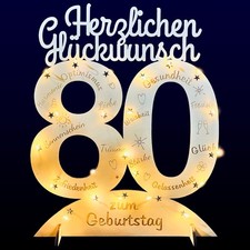 Personalisierte Deko Artikel mit Zahl 80, Geb...