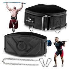 3-in-1 Weighted Pull Up Belt, Weight Lifting Dip Belt with 40.6 IN Chain 