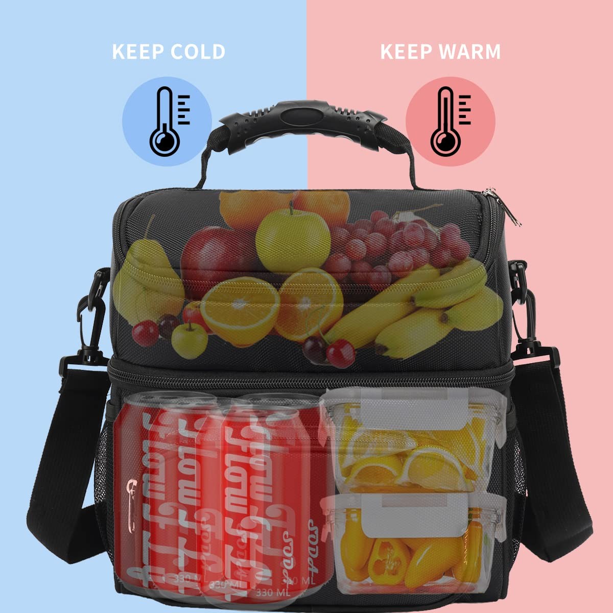 Double Layer Cooler Insulated Lunch Bag Adult Lunch Box Large Tote Bag ...