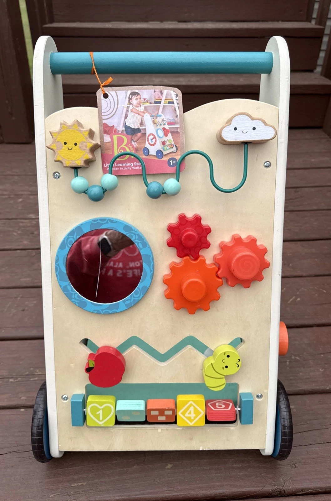 Baby Wooden Walker With Wheels And Toys New With Tags. One Scratch On Mirror
Opens in a new window o