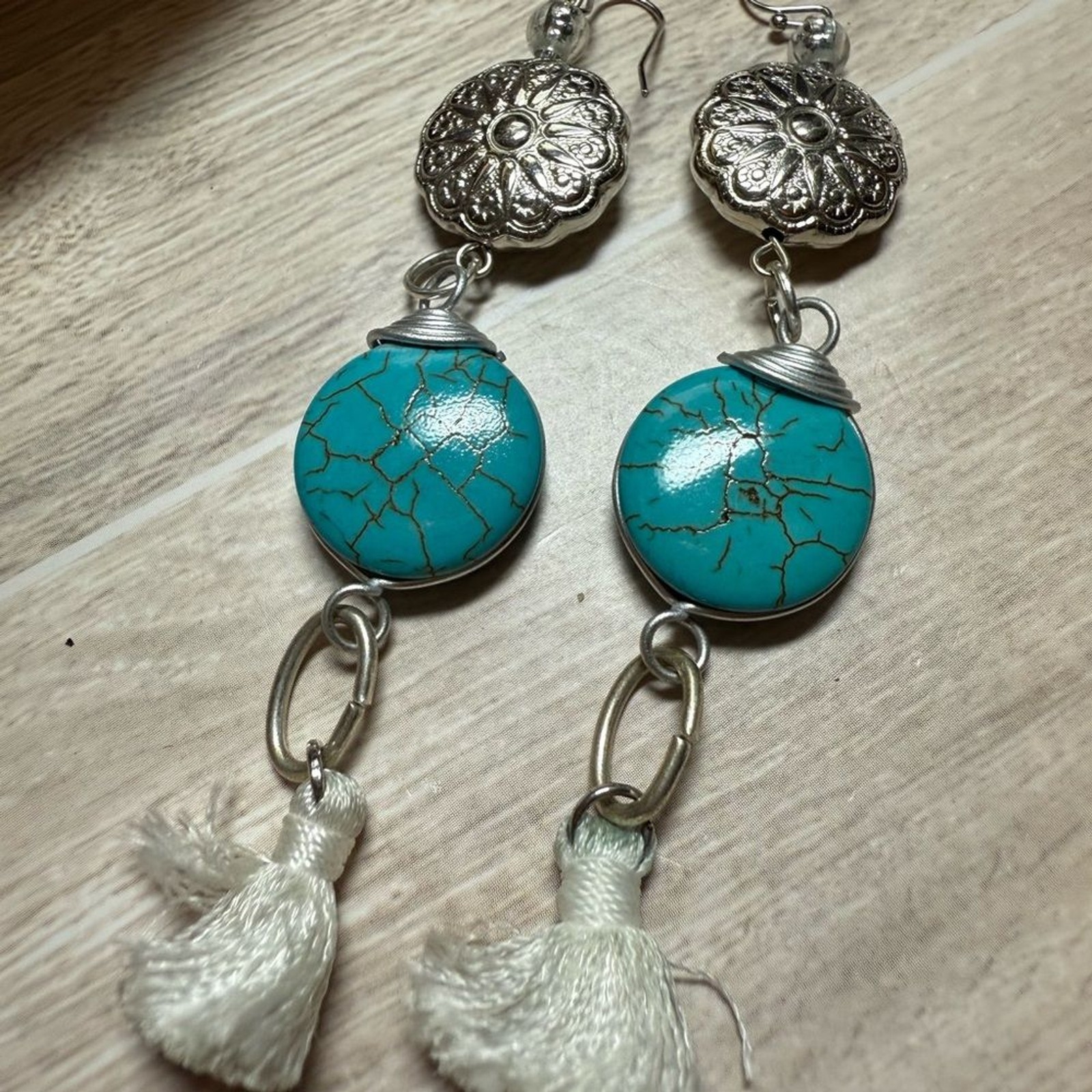 Boho Turquoise Statement Earrings Bundle Silver T… - image 12