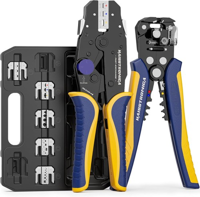 #ad 8 Piece Rapid Replace Ratchet Crimping Tool Set with Pressure Regulating $79.99