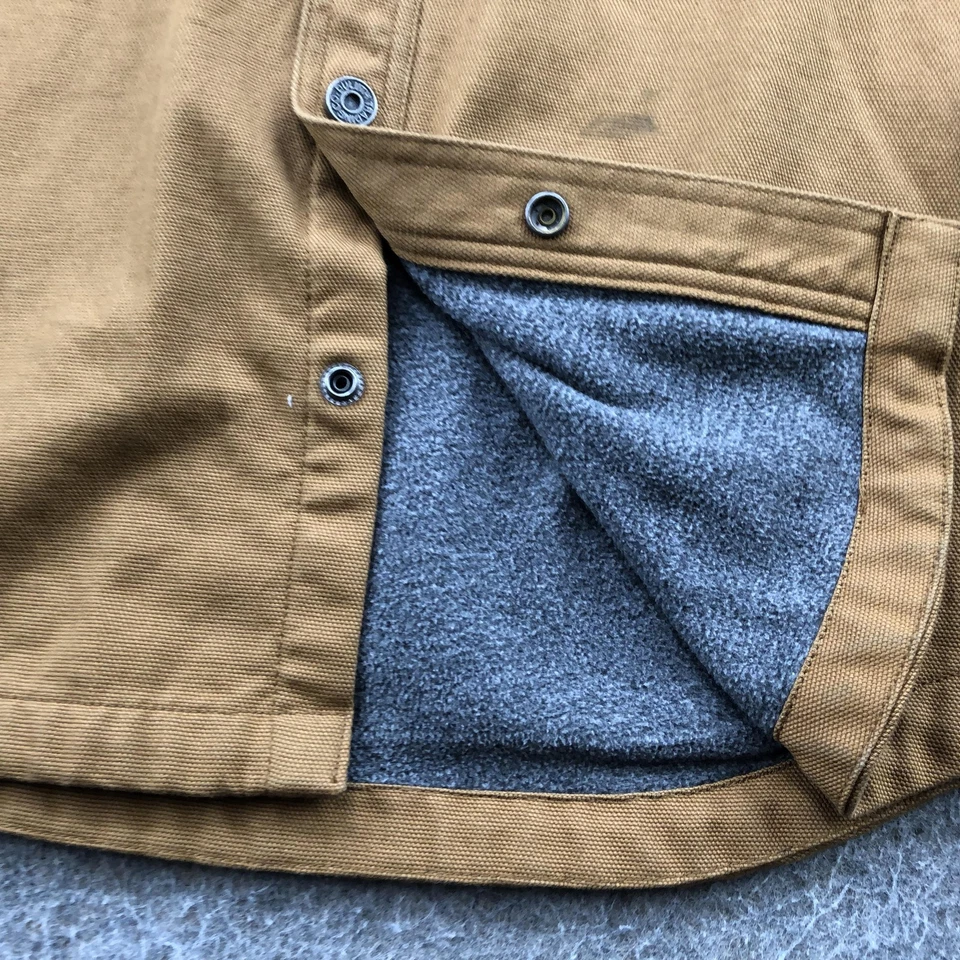 Duluth Trading Co Camisa Chaqueta Hombres Mediana Marrón Vellón Línea Lona Colgador Dobladora Foto 3 de 4