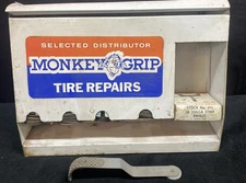 Monkey Grip Tire Patch Display Cabinet Vintage With Patches &Tool