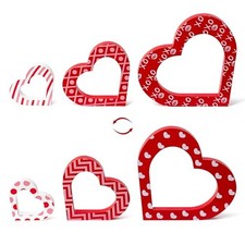 3pcs Valentine  s Day Heart Wooden Table Decoration, Happy Valentines Party