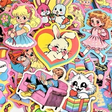 Cute Retro Style Stickers x 50 Vintage Style / Journal / Crafts/ Scrapbook Card
