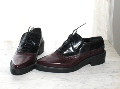 Zara Black Burgundy Spectator Creepers Shoes Brogues Women display picture 2