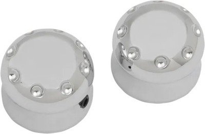 Covington Dimpled Al Front Axle Cap Chrome Set Harley Road Glide Custom 10-20