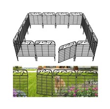 AMAGABELI 4 Panels 44 in H X 12 ft L Decorative Garden Fence Gate,Dog Fence...