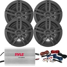 4 x Enrock EM265B 6.5" Black Speakers, 4-Channel 400W Amplifier w/ Wiring Kit
