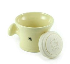 Ivory Ceramic Shaving Bowl, Mug, Pommel Handle, 3 Oz All Natural Soap Included